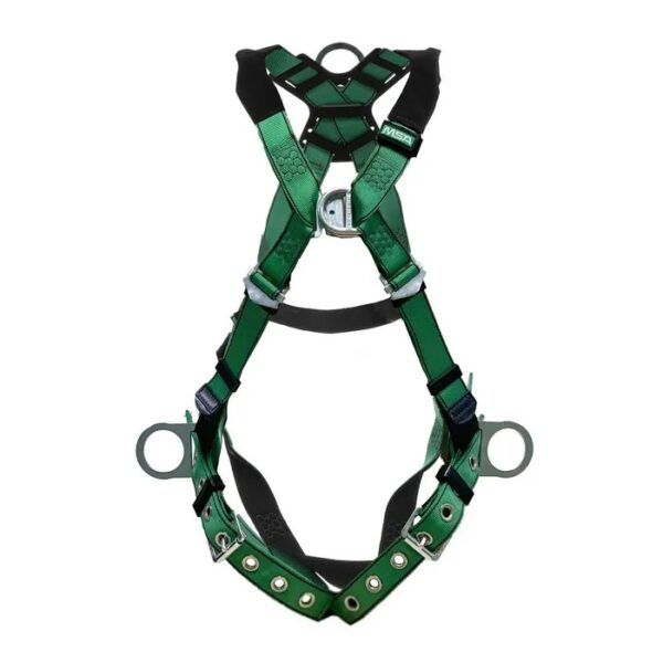 MSA V-FORM Harness, Back, Chest & Hip D-Rings, Standard, 400 lb., Green - 10206070
